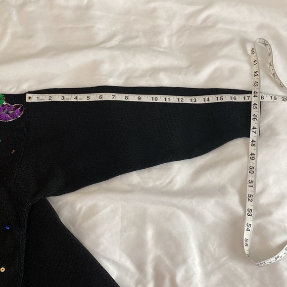 Vintage SHENANIGANS Small Black Holiday Pullover Sweater Purple Green Red Blue - Picture 15 of 16